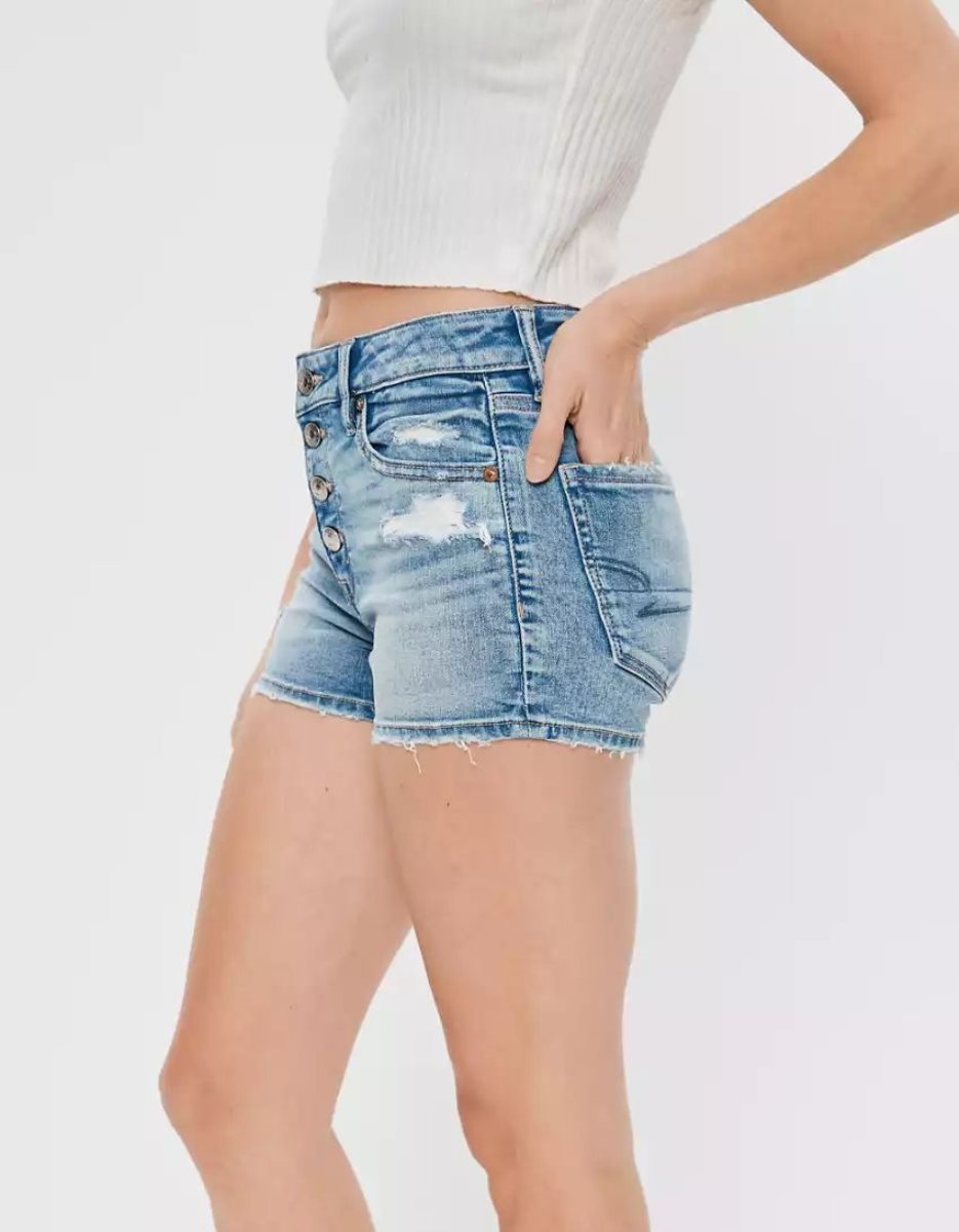 Shorts American Eagle AE Ne(x)t Level High-Waisted Denim Lavage Clair Femme | BSP-06390234